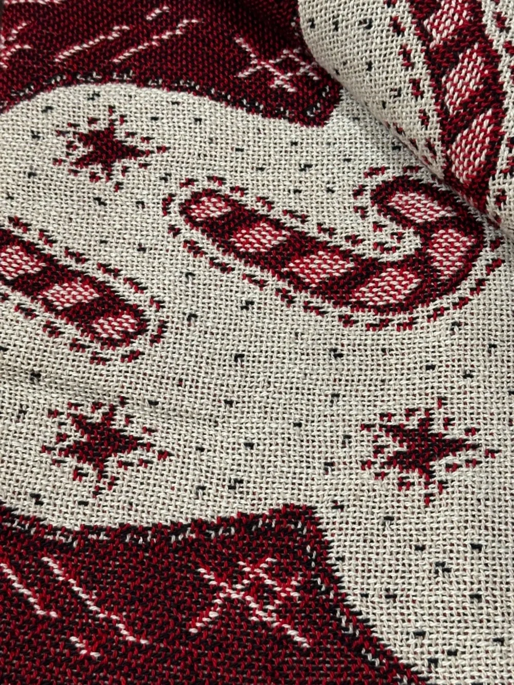Vintage Sears Throw Blanket Christmas Holiday Double Woven Cotton 48